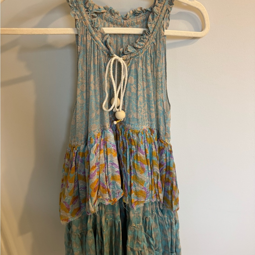 Yvonne S Hippy Sleeveless mini Dress with Ruffle Details